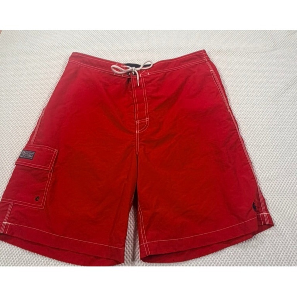 Polo Ralph Lauren Solid Red Nylon Mesh Lined Mens Board Shorts Swim Trunks XL